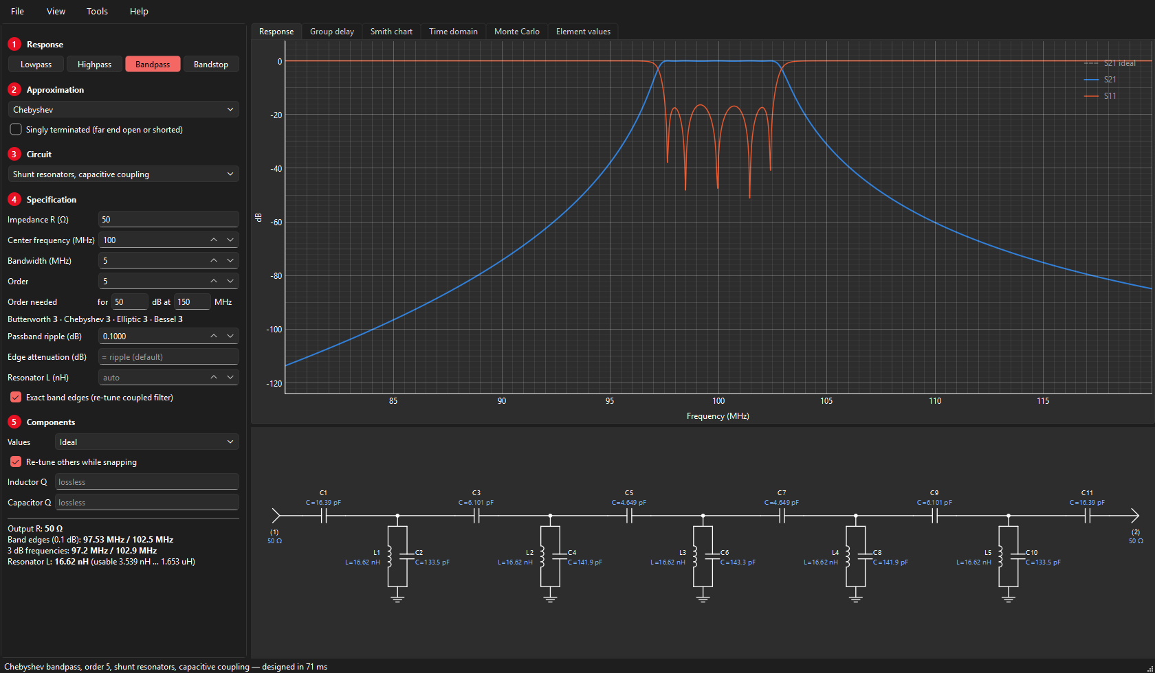Capacitive-coupled bandpass
