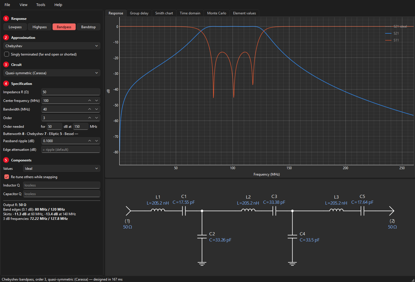 Quasi-symmetric bandpass